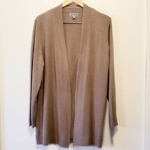 Dark Camel Open Front Cardigan